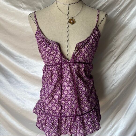 American Eagle Pink and purple babydoll top - Picture 4 of 5